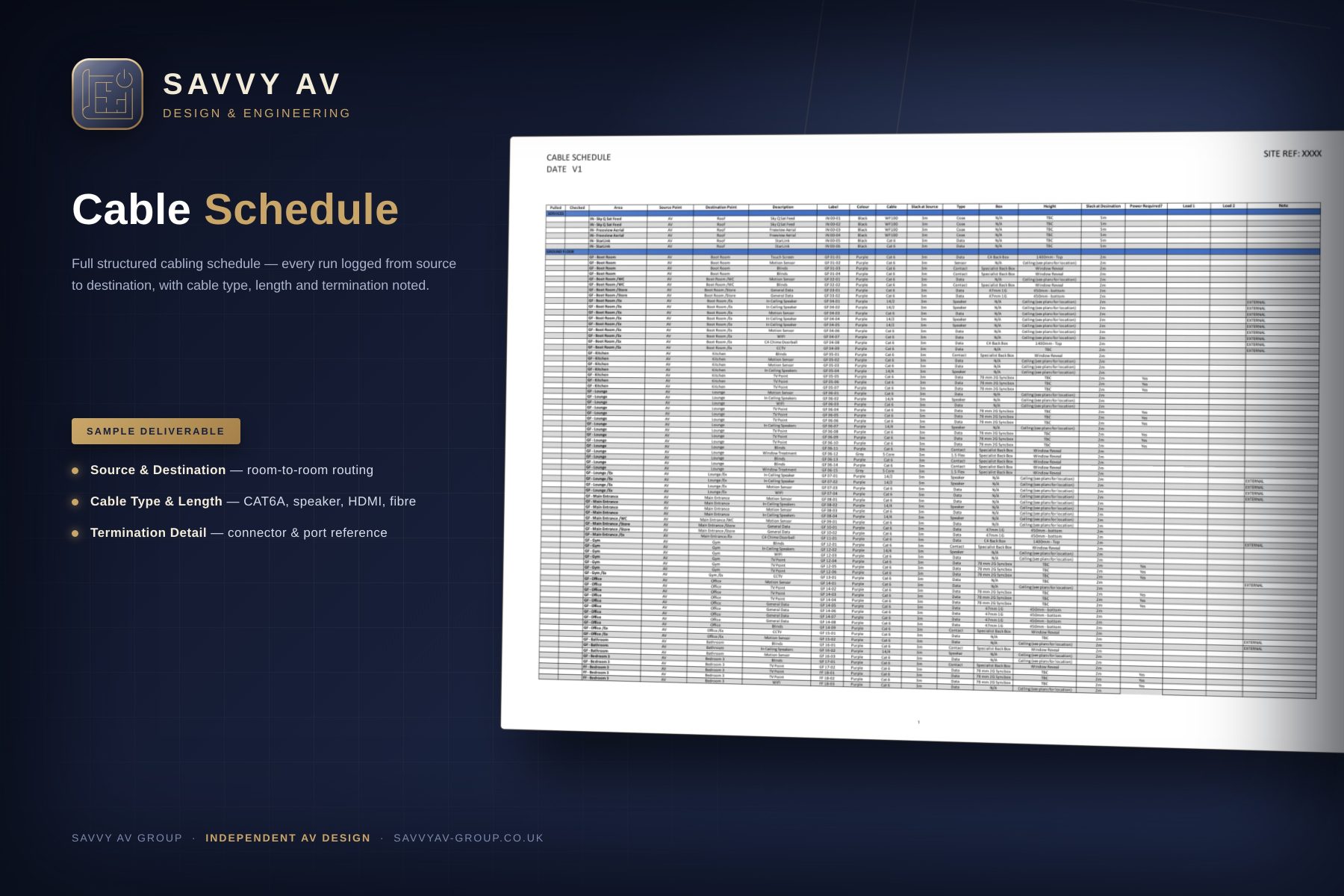 Cable schedule
