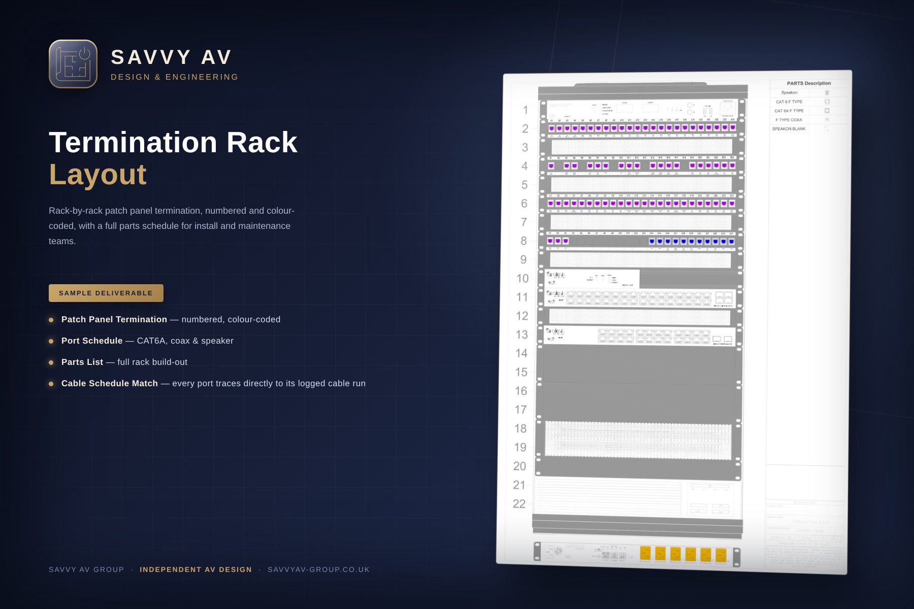 Termination rack detail